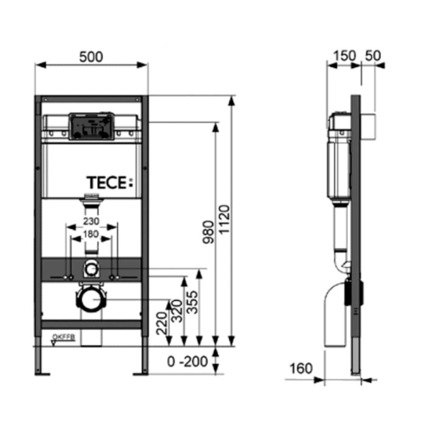 Инсталляция для унитаза TECE Base kit без кнопки, арт. 9.400.407 Инсталляция для унитаза TECE Base kit без кнопки, арт. 9.400.407
