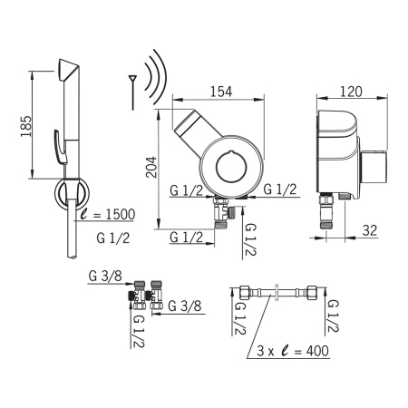 Термостатический блок с ручным душем Smart Bidetta 197095