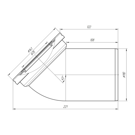 Фановая труба 110 х 45° для унитаза W4220 АНИ пласт