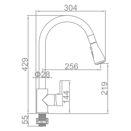 Смеситель для кухонной мойки Ledeme L6155 с выдвижной лейкой хром