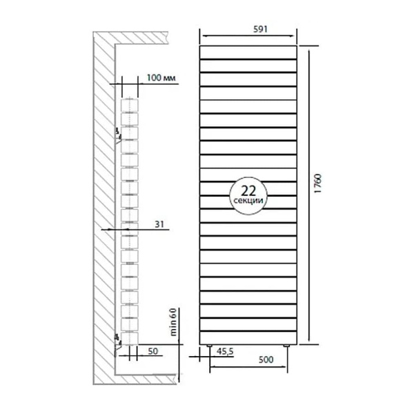 Биметаллический радиатор PianoForte Tower 500 Noir Sable 22 секций Royal Thermo Биметаллический радиатор PianoForte Tower 500 Noir Sable 22 секций Royal Thermo