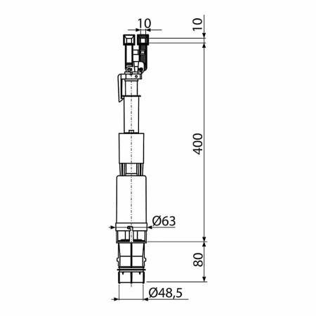 Сливной механизм Alcaplast A09B для скрытых систем инсталляции