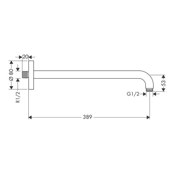 Держатель верхнего душа 390 мм Hansgrohe 27413000