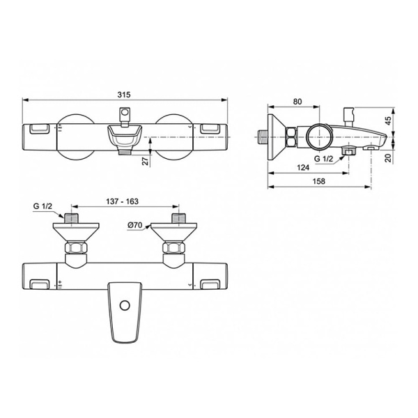 Термостатический смеситель Ideal Standard Ceratherm T25