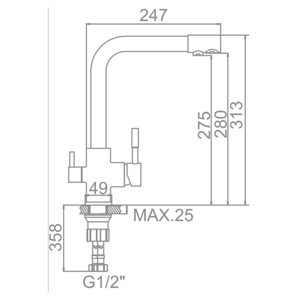 Смеситель для кухонной мойки Ledeme L4055W-3 с выходом для питьевой воды молочный матовый