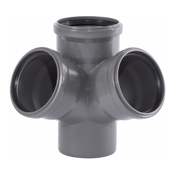 Крестовина для внутренней канализации 110 х 110 х 110 х 67° двухплоскостная Wavin