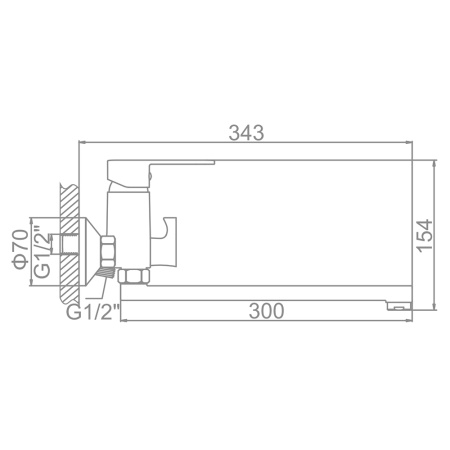 Смеситель для ванны Ledeme L2210 с длинным изливом хром