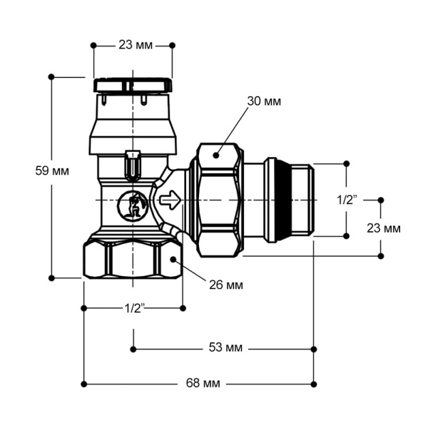 Кран термостатический радиаторный угловой 1/2" Giacomini R401TG