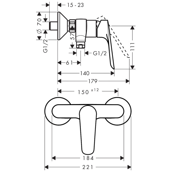 Смеситель для душа Hansgrohe Logis E 71602000 Смеситель для душа Hansgrohe Logis E 71602000
