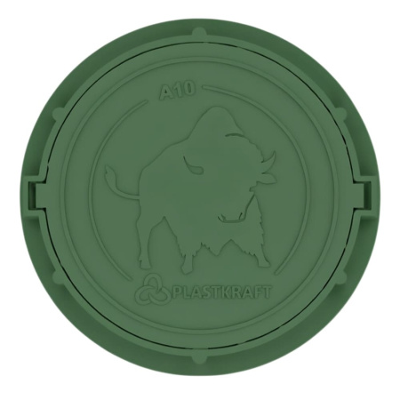 Люк газонный канализационный 1.5 т, d765, h60/21, Пласткрафт (Сандкор) зеленый