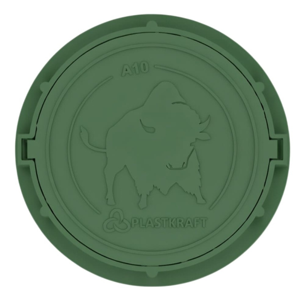 Люк газонный канализационный 1.5 т, d765, h60/21, Пласткрафт (Сандкор) зеленый