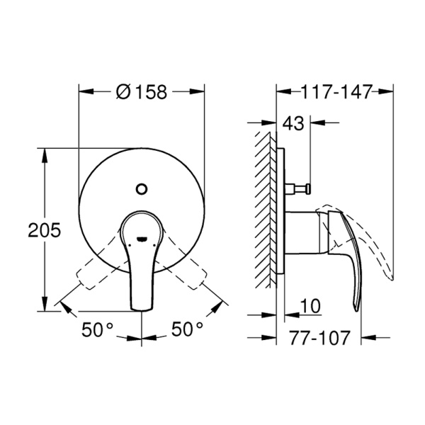 Встраиваемый смеситель для душа Grohe Eurosmart 24043002 Встраиваемый смеситель для душа Grohe Eurosmart 24043002