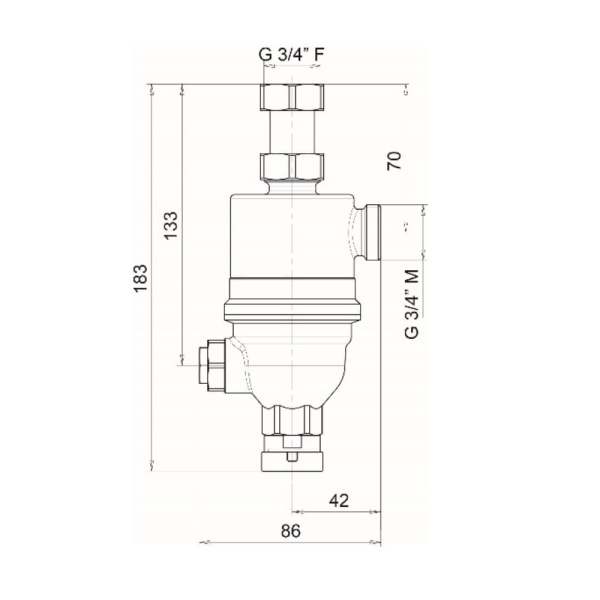 Грязеуловитель магнитный компактный 3/4" для установки под котлом, ICMA
