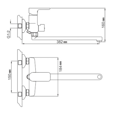 Смеситель для ванны Gappo Noar G2248 с длинным изливом белый хром