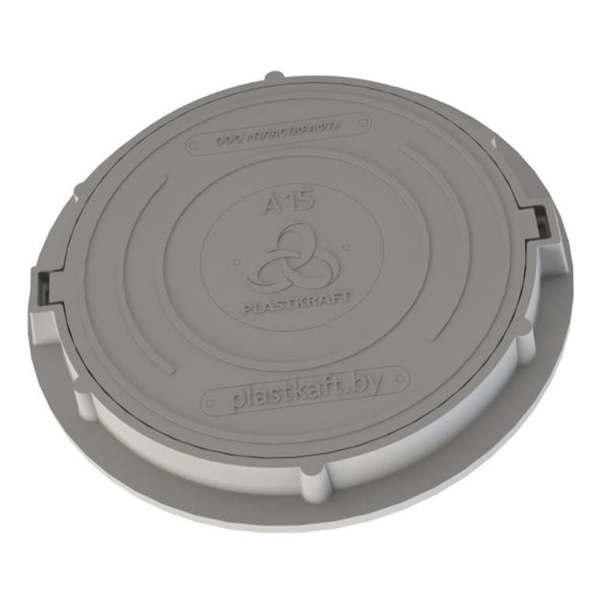 Люк легкий канализационный 1.5 т Plastkraft (Сандкор) серый