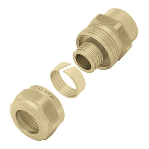 Cоединитель свинчиваемый латунный внутренняя резьба 14 х 2.0 х 1/2" KAN-therm Cоединитель свинчиваемый латунный внутренняя резьба 14 х 2.0 х 1/2" KAN-therm