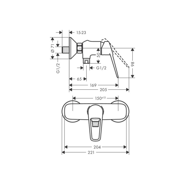 Смеситель для душа Hansgrohe Novus Loop 71360000 Смеситель для душа Hansgrohe Novus Loop 71360000