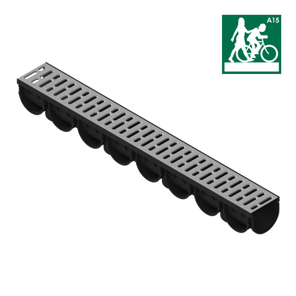 Комплект S'park3 DN100 лоток 1000 х 130 х 100 мм  с решеткой из стали Standartpark Комплект S'park3 DN100 лоток 1000 х 130 х 100 мм  с решеткой из стали Standartpark