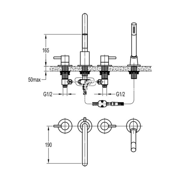 Смеситель на край ванны Omnires Y Y1232CR