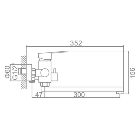 Смеситель для ванны Ledeme L72203 с длинным изливом 300 мм