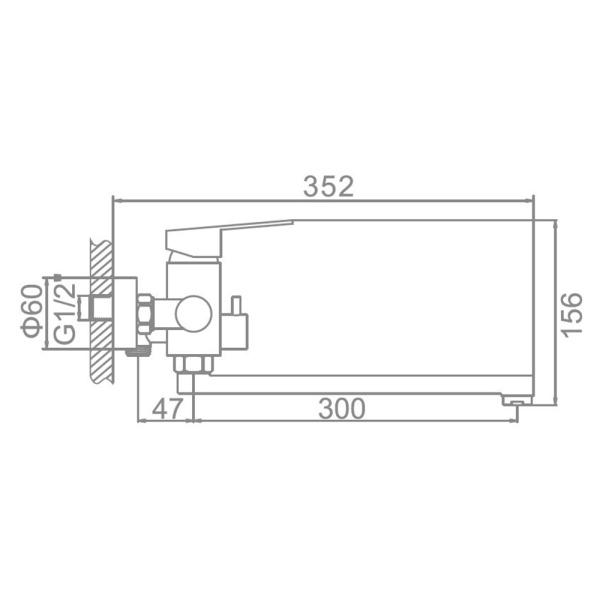 Смеситель для ванны Ledeme L72203 с длинным изливом 300 мм