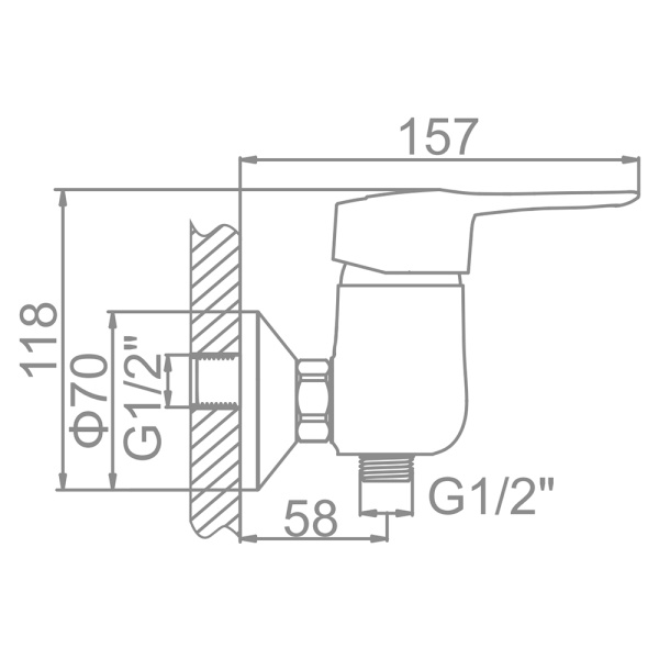 Смеситель для душа Ledeme L2004 с душевым гарнитуром хром Смеситель для душа Ledeme L2004 с душевым гарнитуром хром