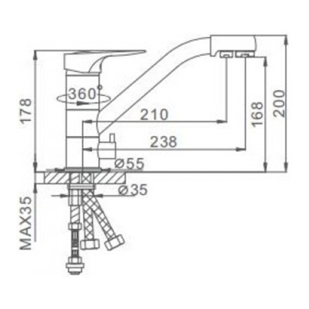 Смеситель для кухонной мойки Frap F4304 с выходом для питьевой воды хром
