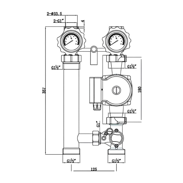 Насосная группа прямого контура VIEIR (без насоса)