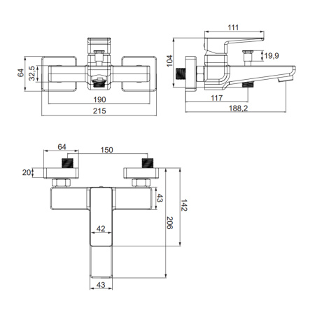 Смеситель для ванны Omnires Parma PM7430CR