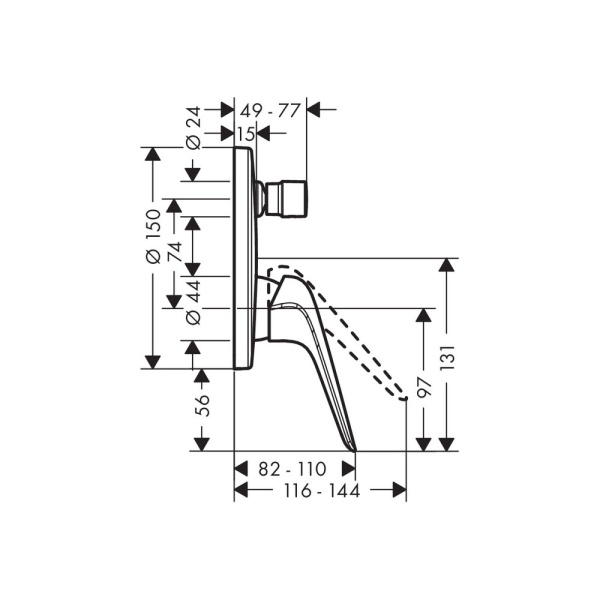 Смеситель для ванны Hansgrohe Novus 71045000 Смеситель для ванны Hansgrohe Novus 71045000