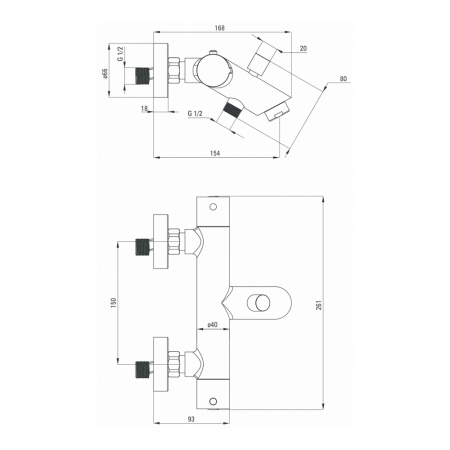 Термостатический смеситель для ванны Deante ALPINIA BCB_01BT хром