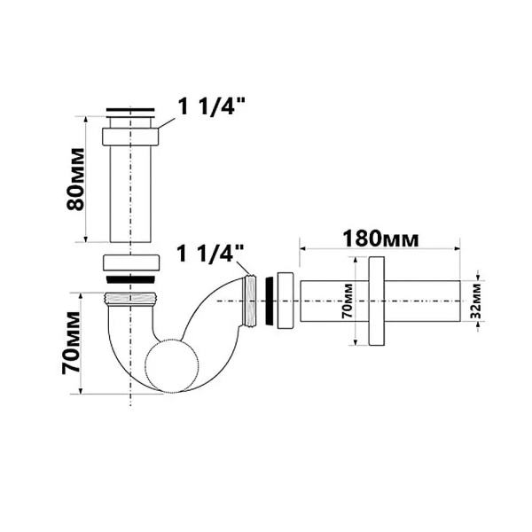 Сифон для биде McAlpine 1 1/4" х 32 мм с боковой очисткой Сифон для биде McAlpine 1 1/4" х 32 мм с боковой очисткой