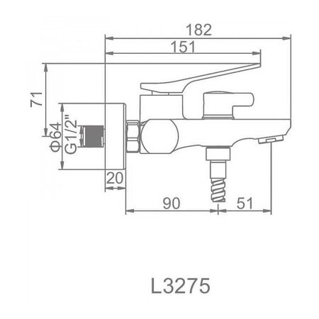 Смеситель для ванны Ledeme L3275 хром с коротким изливом