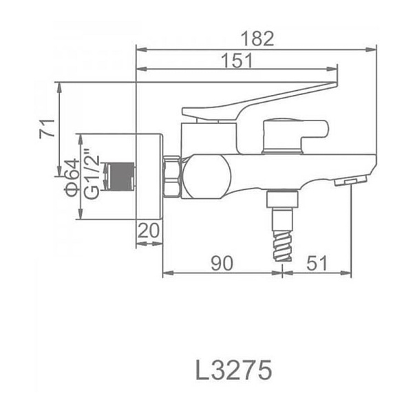 Смеситель для ванны Ledeme L3275 хром с коротким изливом