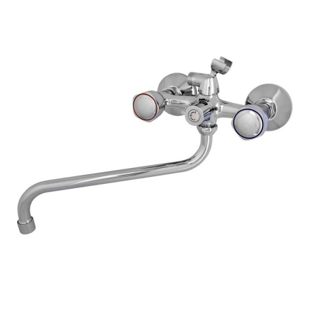 Смеситель двухвентильный для ванны Ledeme L2309 с длинным изливом, хром