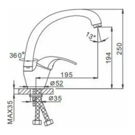 Смеситель для кухонной мойки Frap F4103 высокий хром
