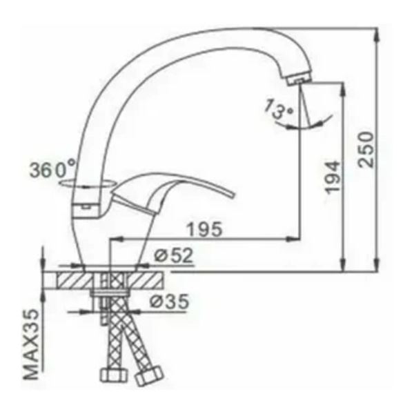 Смеситель для кухонной мойки Frap F4103 высокий хром