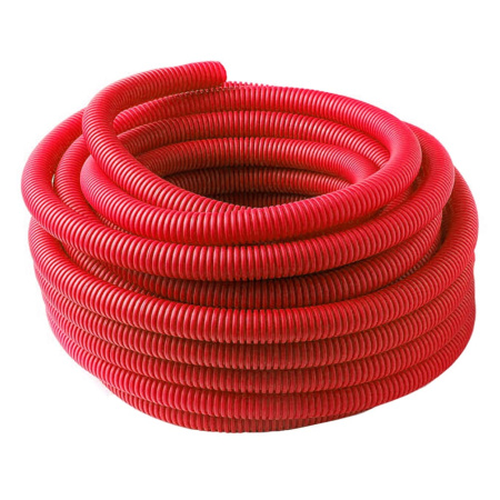 Труба гофрированная (пешель) 44 мм х бухта 10 м, красная, РБ