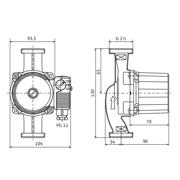 Насос циркуляционный Wilo STAR-RS 25/4-130, с гайками Насос циркуляционный Wilo STAR-RS 25/4-130, с гайками