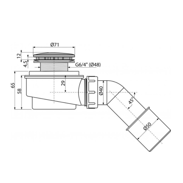 Cифон для душевого поддона cниженный DN50 х 40/50 мм Alcaplast A471CR-50, хром Cифон для душевого поддона cниженный DN50 х 40/50 мм Alcaplast A471CR-50, хром