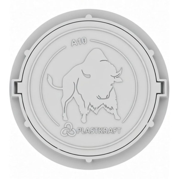 Люк газонный канализационный 1.5 т, d765, h60/21, Пласткрафт (Сандкор) серый