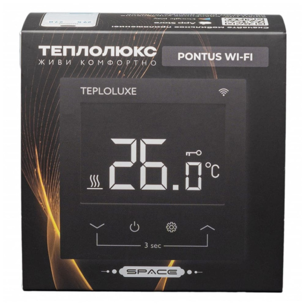 Терморегулятор электронный Pontus wi-fi Черный Spase (программируемый), Теплолюкс