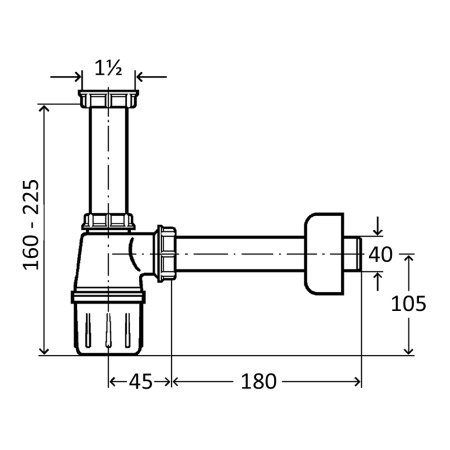 Сифон для умывальника без выпуска 1"1/2 х 40 мм Viega