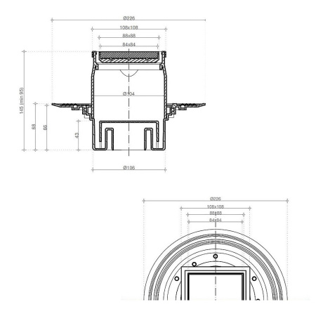 Душевой трап точечный 100 х 100 мм 2в1 Pestan Confluo Standart VERTICAL PLATE (под плитку/хром)