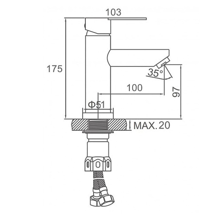 Смеситель для умывальника Wisent WP710-003, сатин