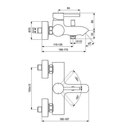 Смеситель для ванны Ideal Standard Ceraline