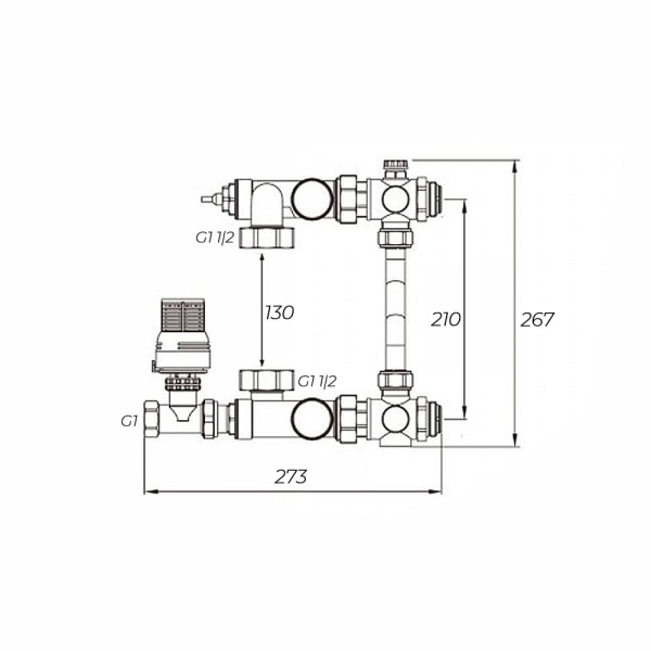 Насосно-смесительный узел для тёплого пола (без насоса) ZEISSLER/TIM JH-1032