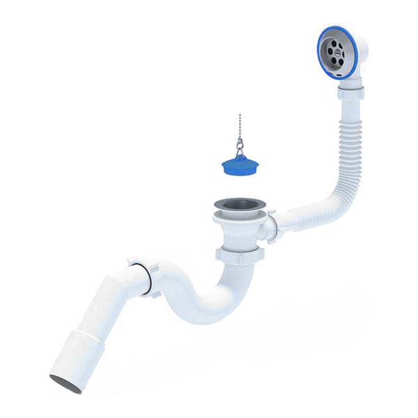 Сифон для ванны с переливом 1 1/2" х 40/50 Ани Е151 прямоточный