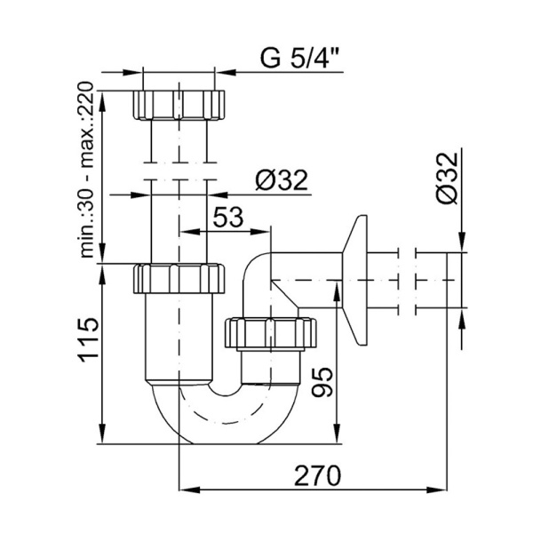 Сифон для умывальника DN32 STYRON, арт. STY-638-32 Сифон для умывальника DN32 STYRON, арт. STY-638-32