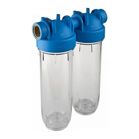 Магистральный фильтр для очистки воды Atlas Filtri DP 10 DUO 1/2" OT TS (двойной), без картриджей